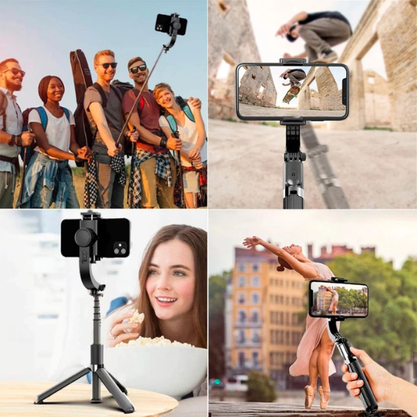 Gimbal Estabilizador de Smartphone Celular L08 Bluetooth com Tripé para Fotos Vídeos Remoto Equilíbrio Estável