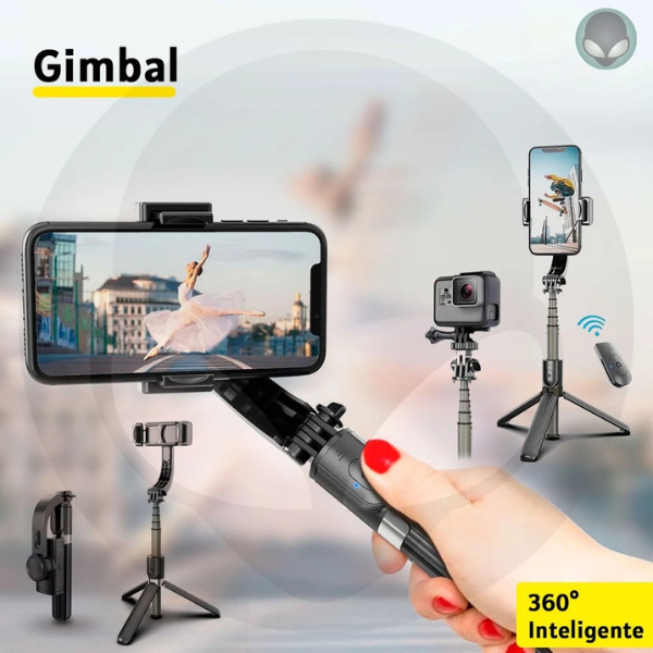 Gimbal Estabilizador de Smartphone Celular L08 Bluetooth com Tripé para Fotos Vídeos Remoto Equilíbrio Estável