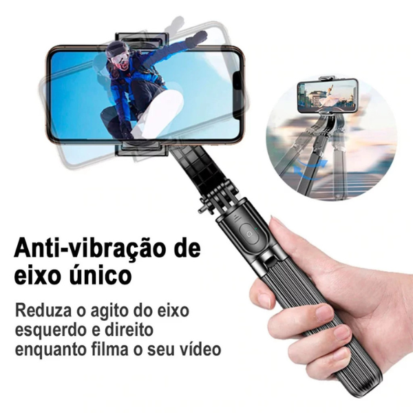 Gimbal Estabilizador de Smartphone Celular L08 Bluetooth com Tripé para Fotos Vídeos Remoto Equilíbrio Estável