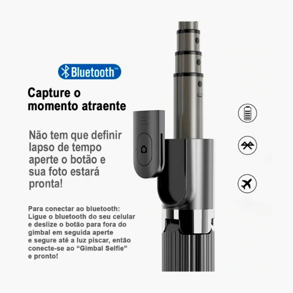 Gimbal Estabilizador de Smartphone Celular L08 Bluetooth com Tripé para Fotos Vídeos Remoto Equilíbrio Estável