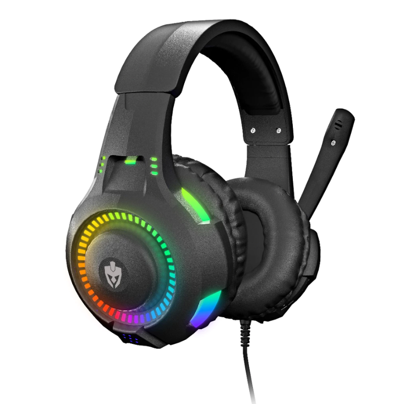 Fone Headset Gamer C/ Luz Led P/ Celular Jogar Free Fire Cor Preto Cor da luz Rainbow