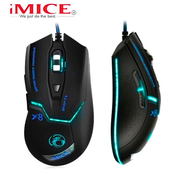 Mouses Games X8 led RGB 3200 dpi Confortavel Ergonomico Cabo Reforçado Com Filtro Envio Imediato