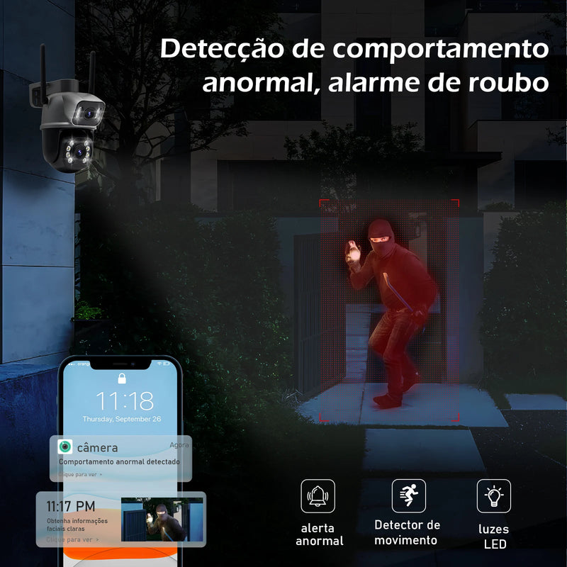 Camera Q28B Externa Ip a Prova D'água Wifi Dupla 2 Em 1 com Visao Noturna C/ Infravermelho Câmera De Vigilância