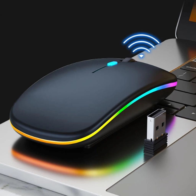 Mouse Wireless Recarregável Led Rgb 2.4 Ghz Sem Fio