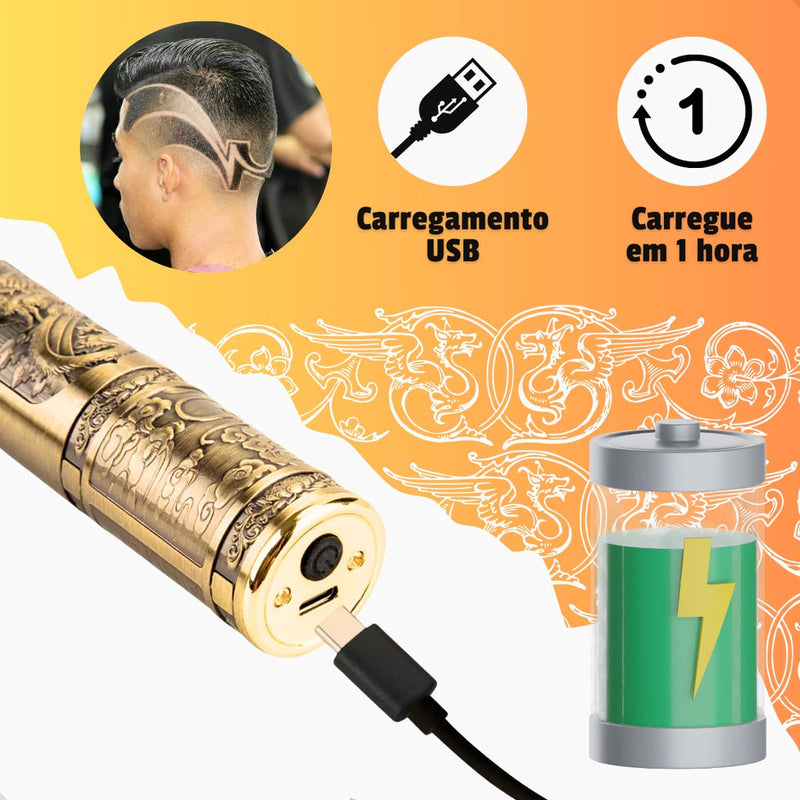 Máquina Dragão Barbear Acabamento Cortar Cabelo Recarregável