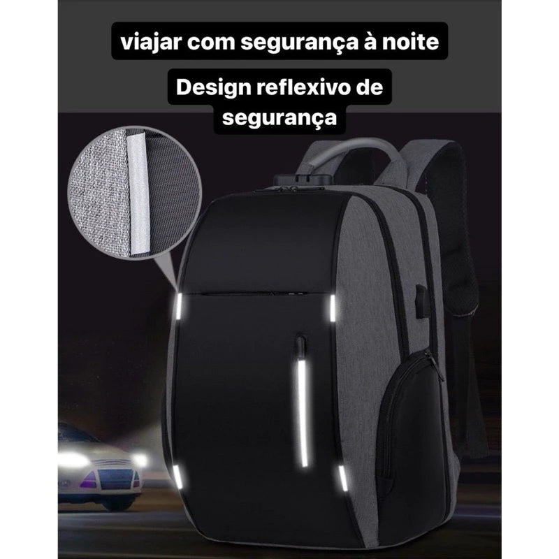 Mochila impermeável masculina multifuncional de carregamento USB de grande capacidade