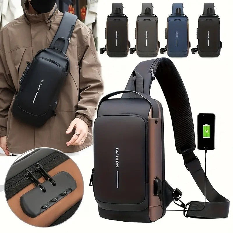 Bolsa Mochila Anti Furto Tiracolo Pochete Transversal Ombro Anti-roubo Usb