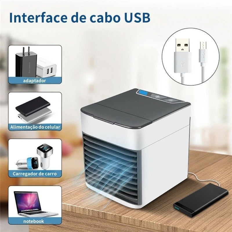 Mini Ar Condicionado Portátil Arctic Air Cooler Umidificador Climatizador Luz Led USB