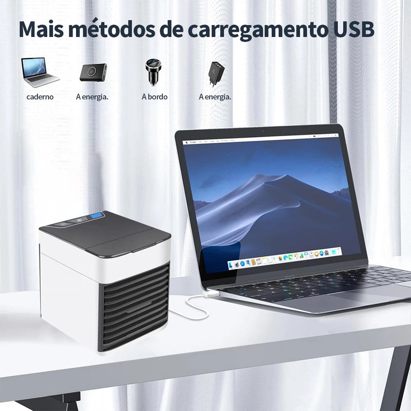 Mini Ar Condicionado Portátil Arctic Air Cooler Umidificador Climatizador Luz Led USB