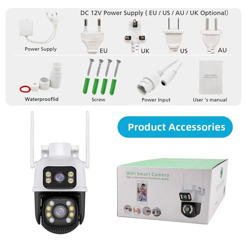 Camera Q28B Externa Ip a Prova D'água Wifi Dupla 2 Em 1 com Visao Noturna C/ Infravermelho Câmera De Vigilância