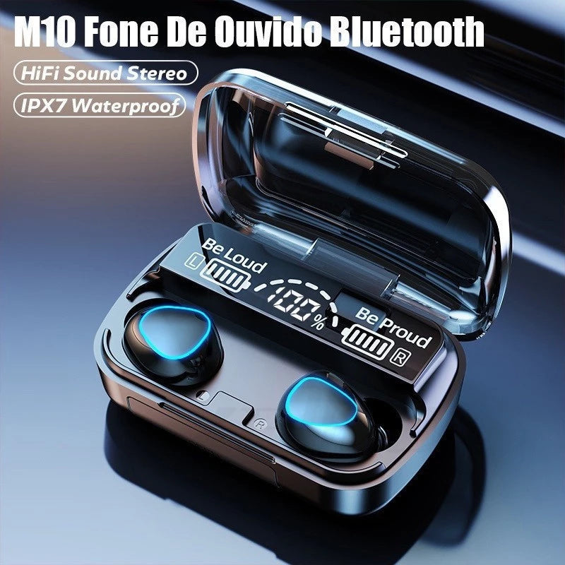 M10 Fone De Ouvido bluetooth 5.1 Com display Led Tws Touch Redução De Ruído À Prova D'água Sem Fio